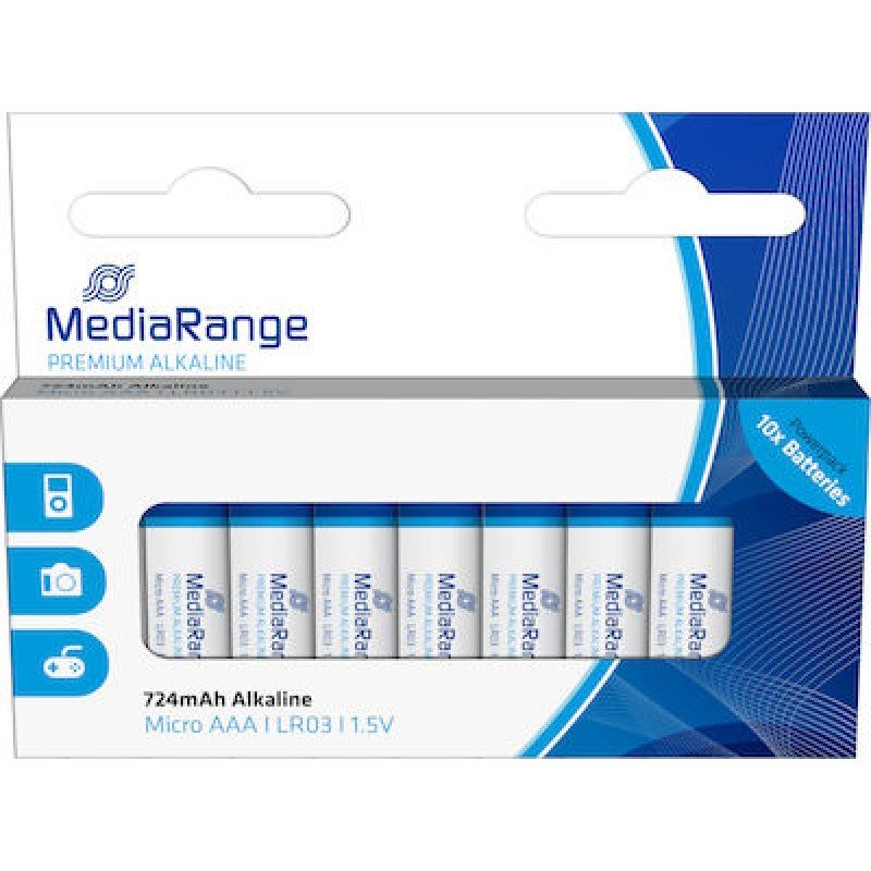 Μπαταρίες Αλκαλικές LR3 Batteries MediaRange MRBAT102 AAA Alkaline 10 Pack 1.5V
