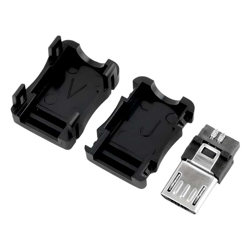 Micro USB Type B Male 5 Pin Plug Connector Plastic Cover