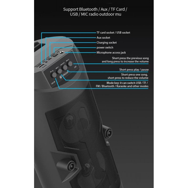 Karaoke Speaker Sound & Mic Bluetooth FM/USB/MICRO SD/AUX 10W Celebrat OS-09-RD Ηχείο & Μικρόφωνο