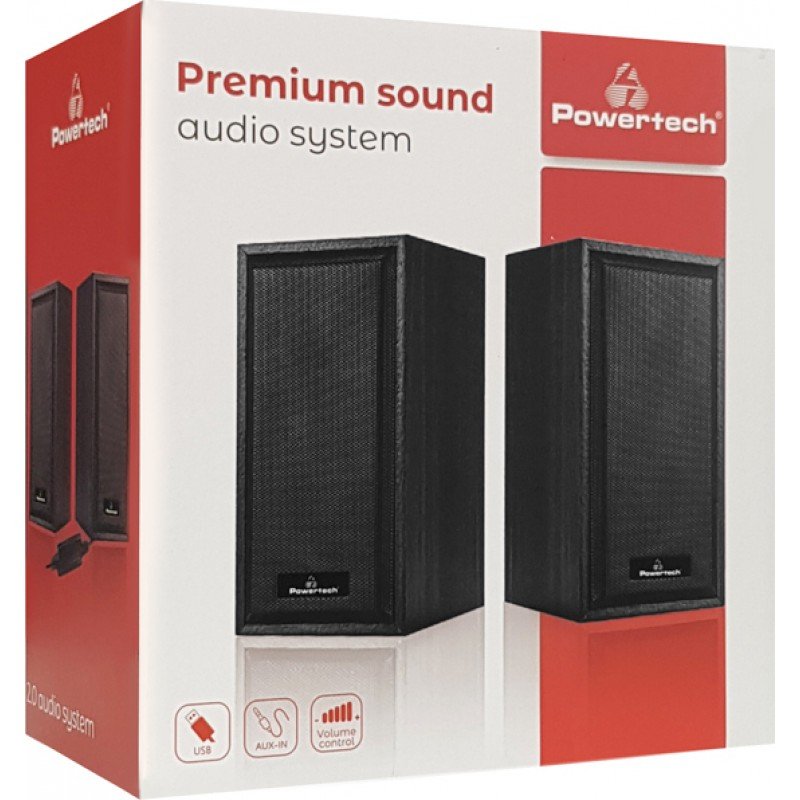 Powertech PT-845 Speakers ΅Wooden 2 X 3 Watt RMS Jack 3.5 & USB Black Ηχεία Μαύρα Powertech PT-845 Speakers ΅Wooden 2 X 3 Watt RMS Jack 3.5 & USB Black Ηχεία Μαύρα