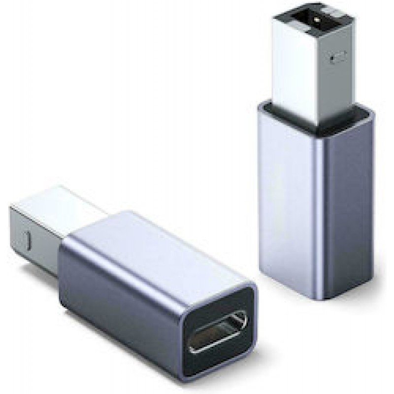 USB 2.0 B Male To Type C Female Adapter Gray PTH-068 USB 2.0 B Male To Type C Female Adapter Gray PTH-068