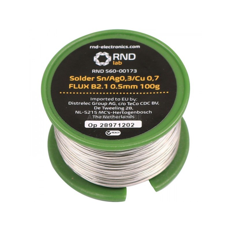Solder Cored Lead Free SN.CU Flux Κασσιτεροκόλληση Κασσίτερος Καλάι 0.5mm 100gr RND 560-00173 Solder Cored Lead Free SN.CU Flux Κασσιτεροκόλληση Κασσίτερος Καλάι 0.5mm 100gr RND 560-00173