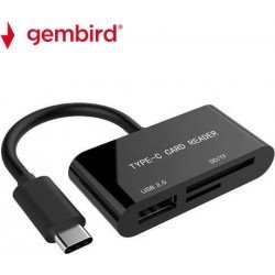USB 3.0 Type C Multi Card Reader SD-Micro SD Black OTG & USB Aναγνώστης Καρτών Gembird UHB-CR3-02 USB 3.0 Type C Multi Card Reader SD-Micro SD Black OTG & USB Aναγνώστης Καρτών Gembird UHB-CR3-02