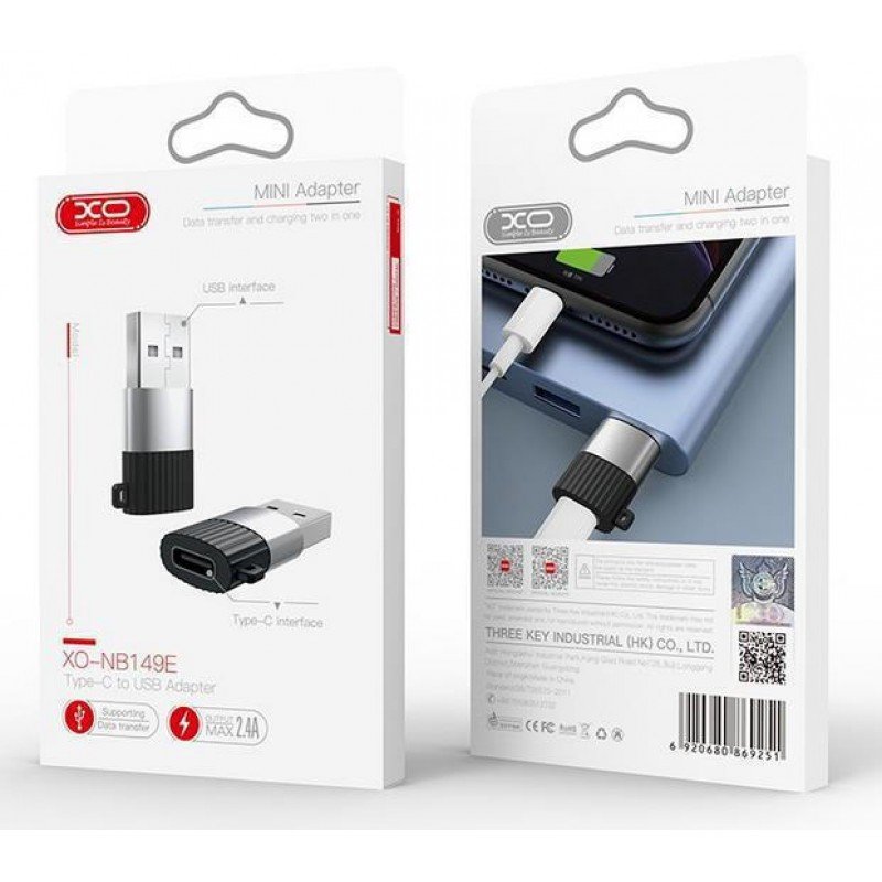 Adaptor Usb 2.0 Male To TYPE C Female Adapter Black XO-NB149E