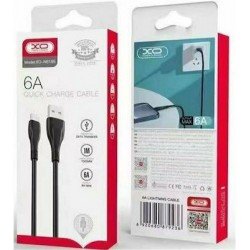  USB 2.0 Cable To Lightning 6A Super Fast Charge Black 1m Καλώδιο Σύνδεσης Μαύρο XO-NB185