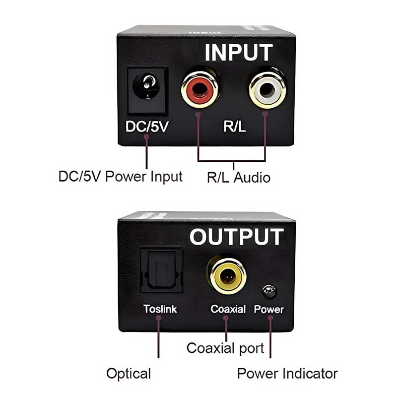 Μετατροπέας Αναλογικού σε Ψηφιακό Ήχο - Digital Audio Converter Analogue Audio 2 X RCA &  Jack 3.5 - Toslink Optical Digital