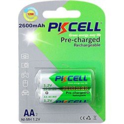 Επαναφορτιζόμενες Μπαταρίες Batteries AA Rechargeable Ni-MH 2X 2600mah 1.2 V PKcell AA2600-2B