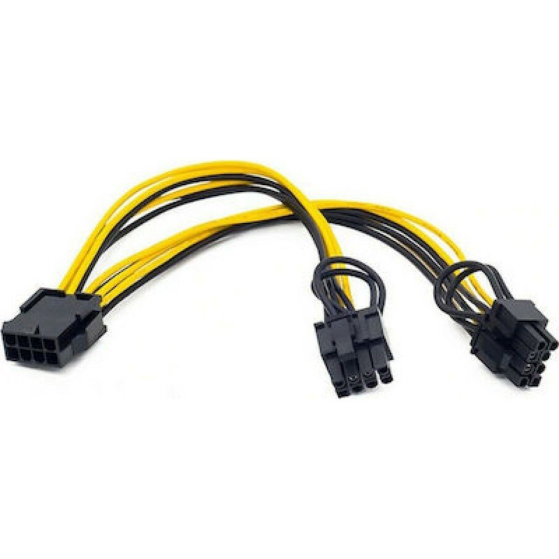 Power Cable Internal PCI-E 30cm 6pin Female To 2 x 8pin Male CAB-W044 Καλώδιο Τροφοδοσίας