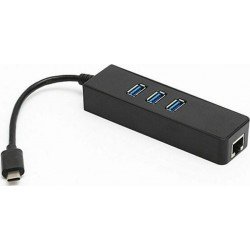 USB 3.0 Type C HUB 3 Port USB 3.0 & Ethernet 100/1000 Black 0.15m USB 3.0 Type C HUB 3 Port USB 3.0 & Ethernet 100/1000 Black 0.15m