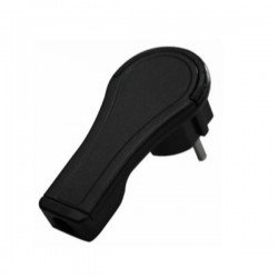 Power Plug Shuko Adaptor Corner Μale Black 220-250V 16Am Τελικό Βύσμα Τροφοδοσίας Σούκο Γωνιακό Μαύρο Φις