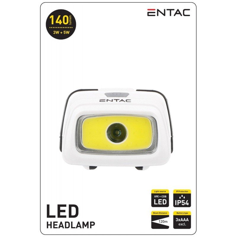 Entac LED Head Flash Light 5+3W White EHL-3N5-PW Φακός Κεφαλής