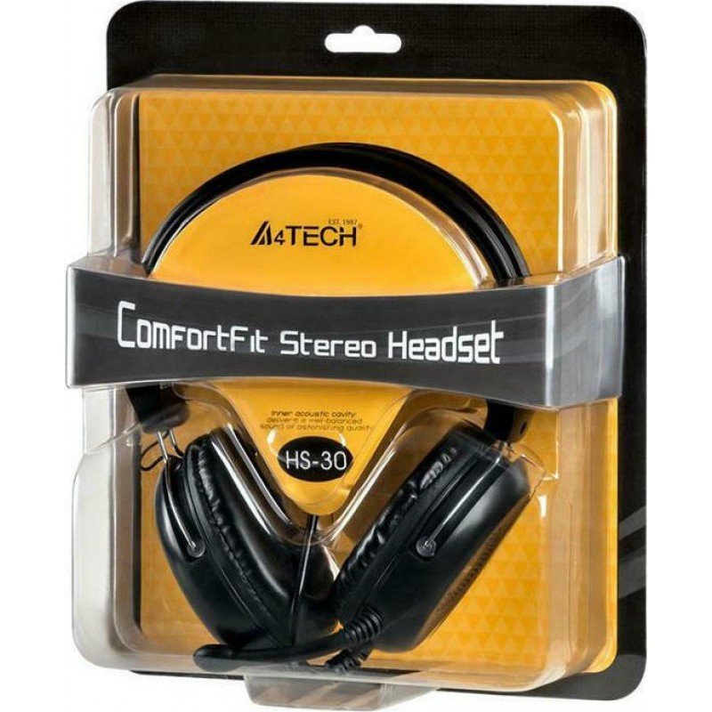 A4TECH HS-30 Gaming Headset 3.5mm Black 40mm Ενσύρματα Ακουστικά Μαύρα A4TECH HS-30 Gaming Headset 3.5mm Black 40mm Ενσύρματα Ακουστικά Μαύρα