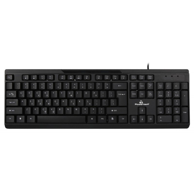 Keyboard Wired Black Usb Full Size 104 Keys Multimedia English-Greek Πληκτρολόγιο Ενσύρματο Μαύρο Ελληνικό PT-1069
