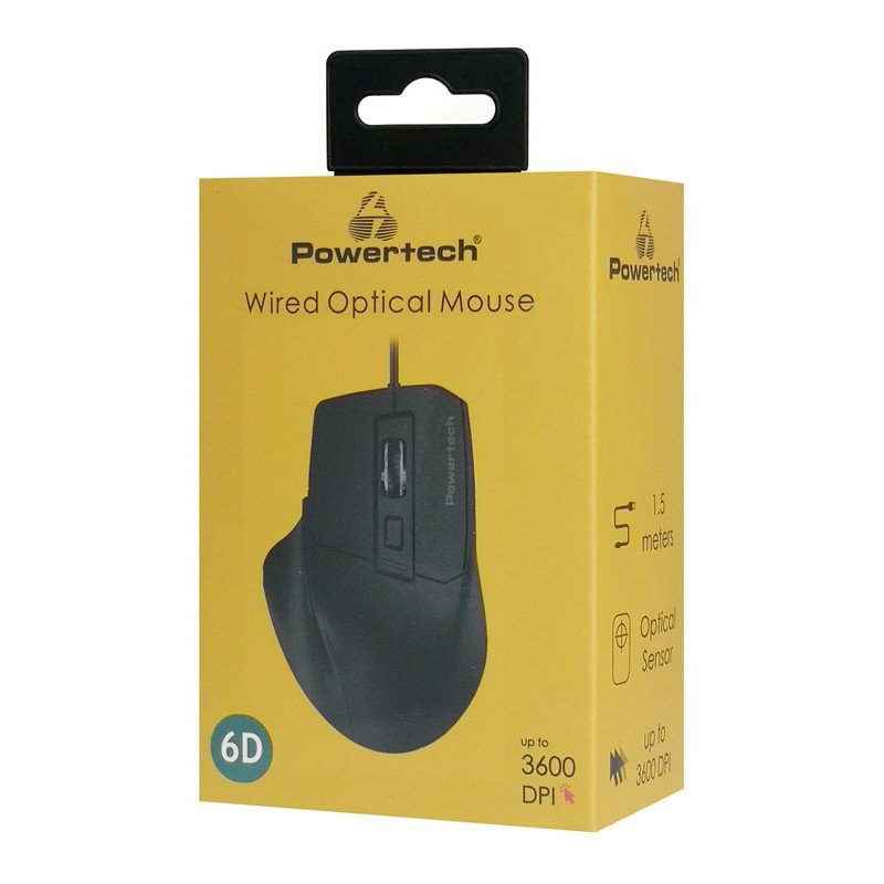 Ποντίκι Οπτικό Ενσύρματο Mouse Optical Wired Gaming 6 Buttons 3600Dpi Usb Black Powertech PT-1273 Ποντίκι Οπτικό Ενσύρματο Mouse Optical Wired Gaming 6 Buttons 3600Dpi Usb Black Powertech PT-1273