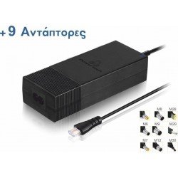 Power Charger Universal AC-DC Notebook 90W & 9 Tips Black PT-372 Τροφοδοτικό Φορητού
