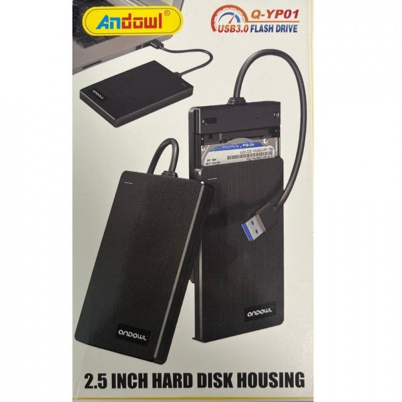 USB 3.0 External Enclosure 2.5 SATA 3 Black Andowl Q-YP01