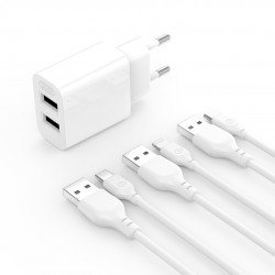 Τροφοδοτικό Πρίζας Λευκό Power Charger AC 2 X USB 5V 2.4A Travel Charger White XO-L109EU