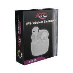 Wireless Stereo Earphones TWS Bluetooth V5.3 EDR White Λευκά Ακουστικά Ασύρματα ATC-25