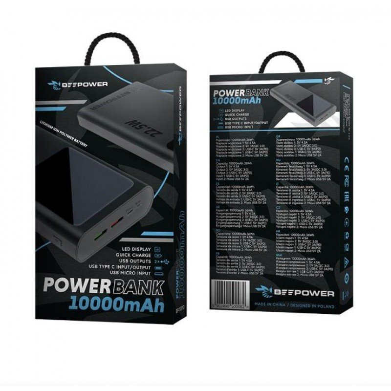 Power Bank Beepower BP-10PD 10000mAh 2 X USB Ports 3.0 & Type C Black Μπαταρία-Φορτιστής Κινητών Συσκευών Power Bank Beepower BP-10PD 10000mAh 2 X USB Ports 3.0 & Type C Black Μπαταρία-Φορτιστής Κινητών Συσκευών