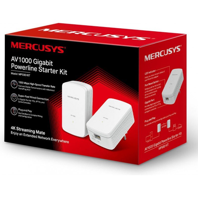 Mercusys MP500KIT V1.2 Powerline WiFi AV1000Mbps Adapter Αντάπτορας Δικτύου