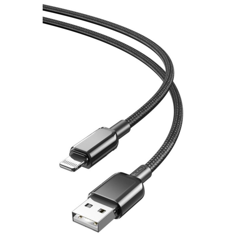 USB A 2.0 Cable To Lightning 1m Black 2.4A Minimalist Καλώδιο Φόρτισης-Δεδομένων Μαύρο XO-NB265