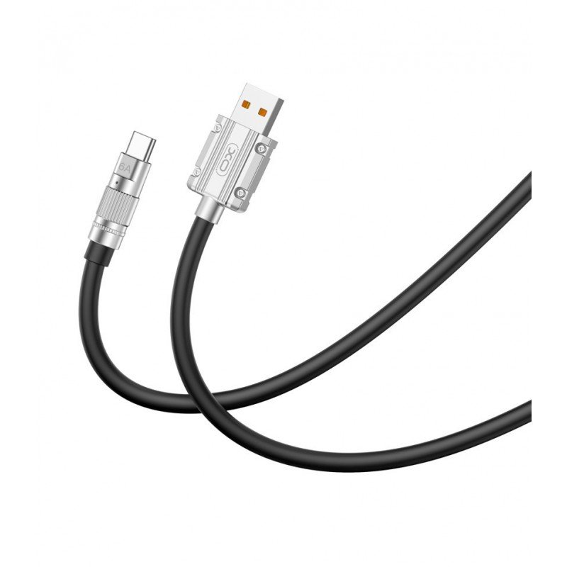USB A 2.0 Cable Male To Type C 6A Silicone Black 1.2m XO NB227 USB A 2.0 Cable Male To Type C 6A Silicone Black 1.2m XO NB227