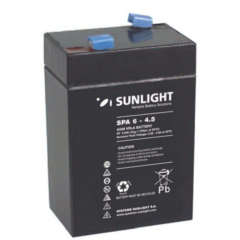 Sunlight 6V 4.5Am Lead Battery Pack UPS 6V 4500mA Μπαταρία Μόλυβδου Επαναφορτιζόμενη
