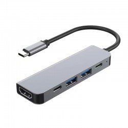 USB 3.0 Type C HUB 5 Port 100W 2 X USB 3.0 & 2 X Type C & HDMI Silver 0.15m HDTV USB 3.0 Type C HUB 5 Port 100W 2 X USB 3.0 & 2 X Type C & HDMI Silver 0.15m HDTV