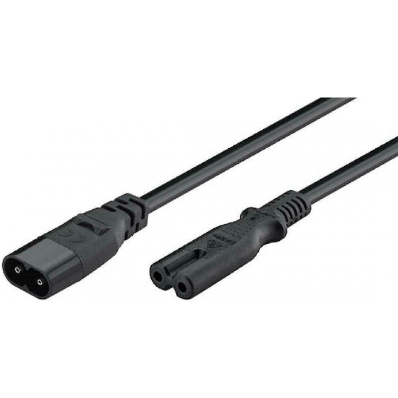 Power Cable Extension Cord Euro 8 Shaped Goobay 97201 Καλώδιο Προέκτασης Τροφοδοσίας Οχταράκι 2m Μαύρο