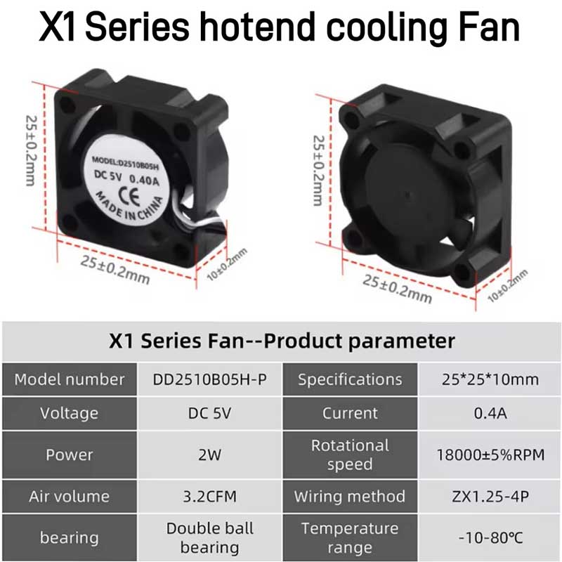 Bambu lab Hotend Cooling Fan For X1/X1C Bambu lab Hotend Cooling Fan For X1/X1C