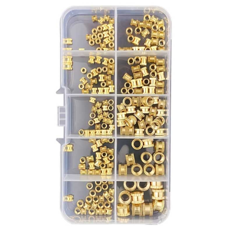 Heat-Set Threaded Inserts Kit Knurled Brass M2/M2.5/M3/M4/M5/M6 220 Pieces Heat-Set Threaded Inserts Kit Knurled Brass M2/M2.5/M3/M4/M5/M6 220 Pieces