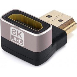 Adaptor HDMI 2.1v 19pin Gold Female To Female Corner 8K 60Hz HDTV Silver-Black Μούφα Σύνδεσης H158