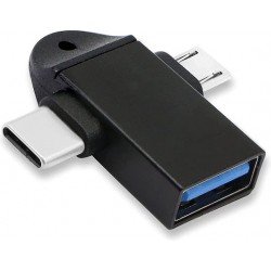USB A 3.0 Adapter Female To Micro USB & Type C Male Black CAB-UC090