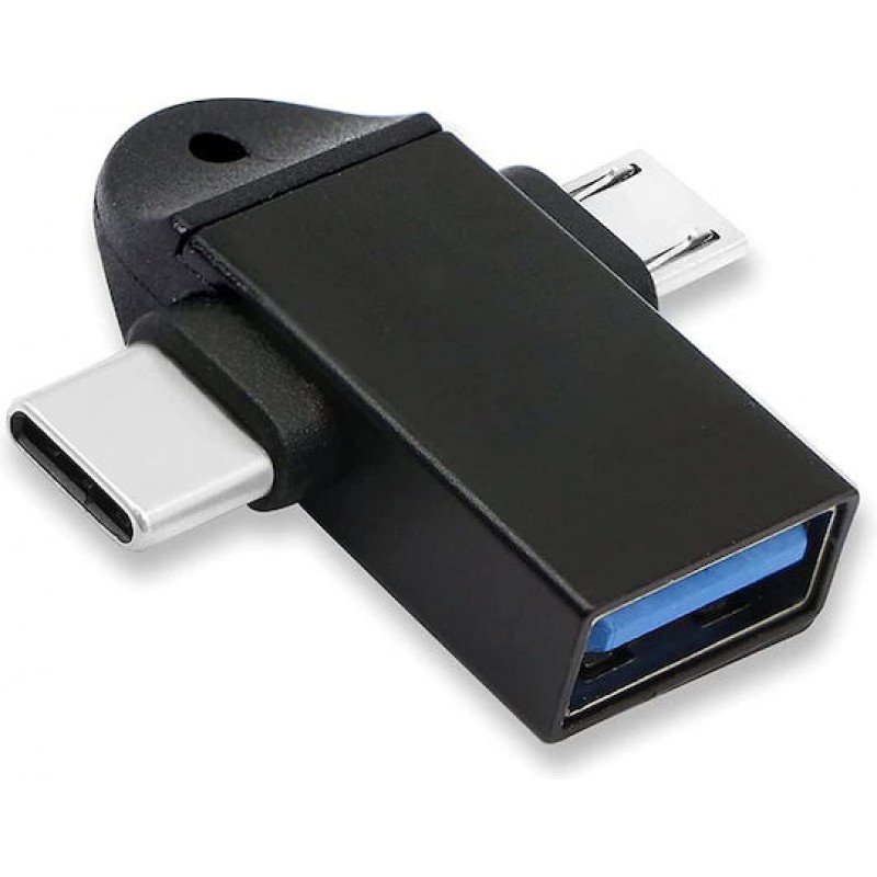 USB A 3.0 Adapter Female To Micro USB & Type C Male Black CAB-UC090