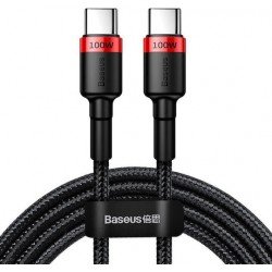 USB Type C To Type C M/M Cable Black/Red 2m QC 3.0 PD 2.0 100W Braided Baseus CATKLF-AL91 Καλώδιο Φόρτισης 