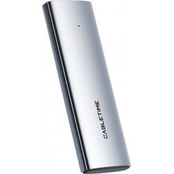 USB 3.1 Type C External Enclosure M.2 & M.2 NVME/Sata SSD Gray Cabletime CT-SSD03-AG 10Gbps