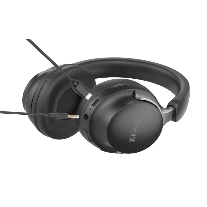 Headphones & Microphone Bluetooth Black 40mm Celebrat A40 Ασύρματα & Ενσύρματα Ακουστικά & Μικρόφωνο Μαύρα