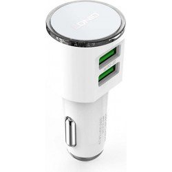 Car Charger Double Port 2 X USB 3.4A 15W White & Lightning Cable Φορτιστής Αυτοκινήτου LDNIO DL-C29