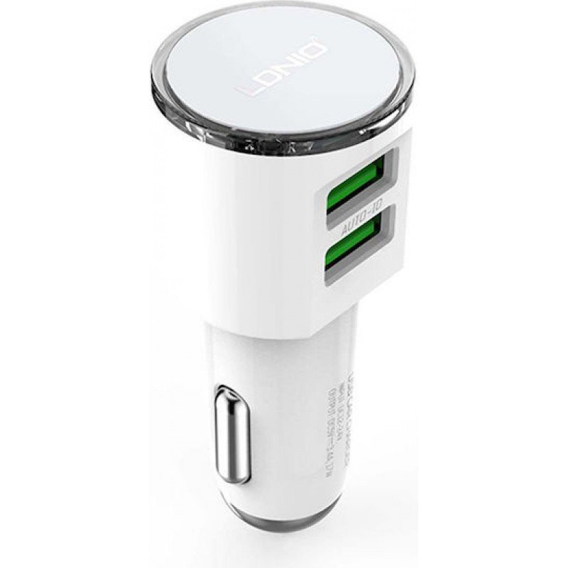 Car Charger Double Port 2 X USB 3.4A 15W White & Lightning Cable Φορτιστής Αυτοκινήτου LDNIO DL-C29 Car Charger Double Port 2 X USB 3.4A 15W White & Lightning Cable Φορτιστής Αυτοκινήτου LDNIO DL-C29