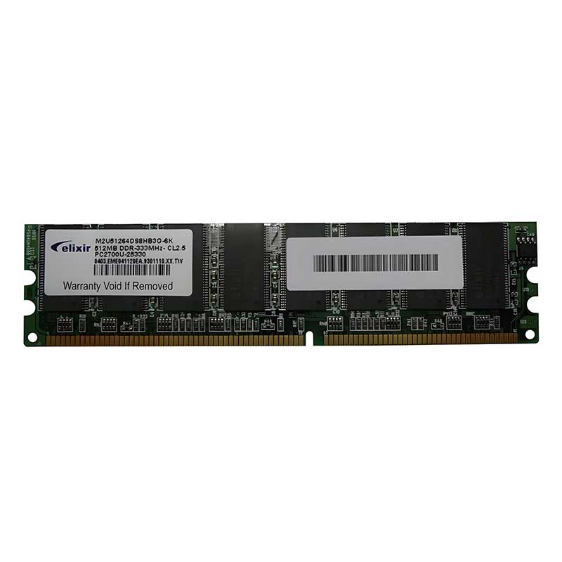 256Mb RAM DDR1 MEMORY CL2.5 ELIXIR -266Mhz- PC2100U-25330 -USED- (PC)