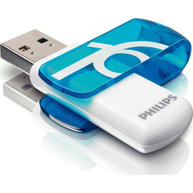 16GB USB 2.0 Stick Flash Drive White-Blue Philips Vivid FM16FD05B/00 Στικάκι