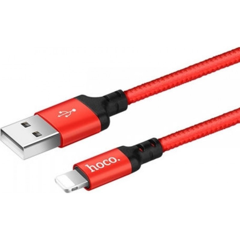 USB A 2.0 Cable Male To Micro USB B Male Black/Red 2m Fast Charging 2.1A Hoco X14 Καλώδιο Φόρτισης