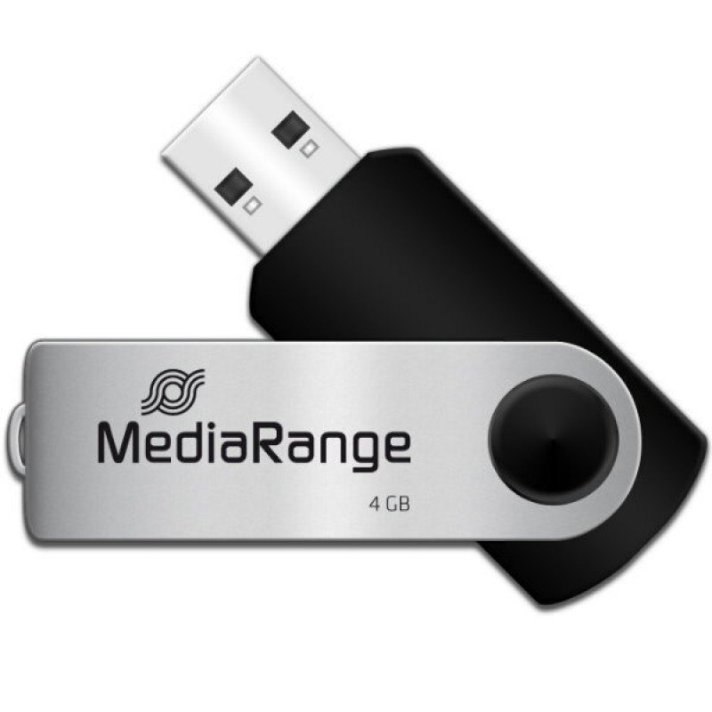 4GB USB 2.0 Stick Flash Drive Silver-Black MediaRange MR907 Στικάκι 4GB USB 2.0 Stick Flash Drive Silver-Black MediaRange MR907 Στικάκι