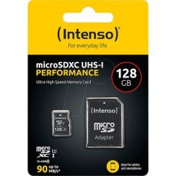 128GB Memory Micro SD Card & Adapter Intenso NSO3424491 Class 10 UHS-I Μνήμη
