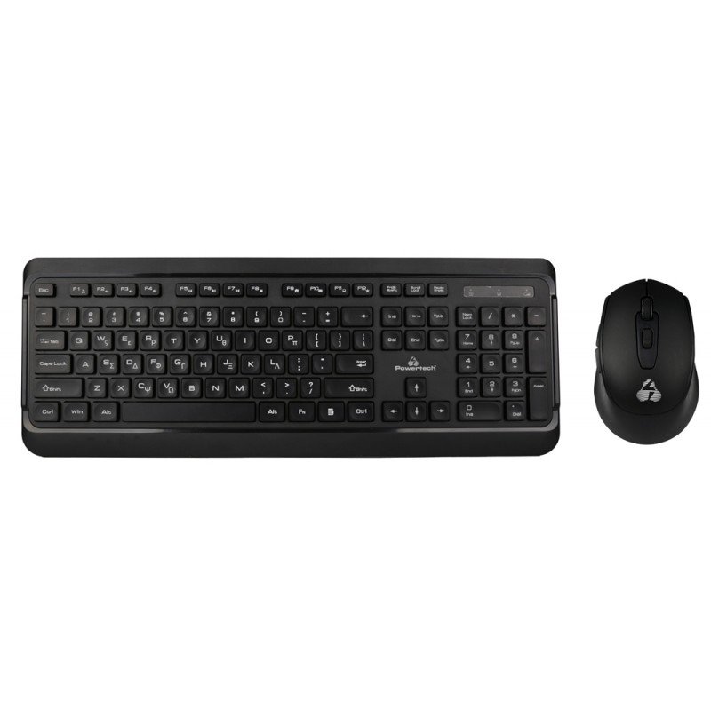 Πληκτρολόγιο Ασύρματο & Ποντίκι Οπτικό Μαύρο Wireless Keyboard & Optical Mouse Black Powertech PT-1060