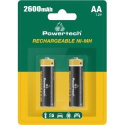 Επαναφορτιζόμενες Μπαταρίες Batteries AA Rechargeable Ni-MH 2X 2600mah 1.2 V Powertech PT-1404