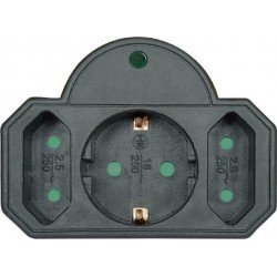 Πολύμπριζο 3 Θέσεων Μαύρο Power Socket 16A Black Surge Protection PT-817