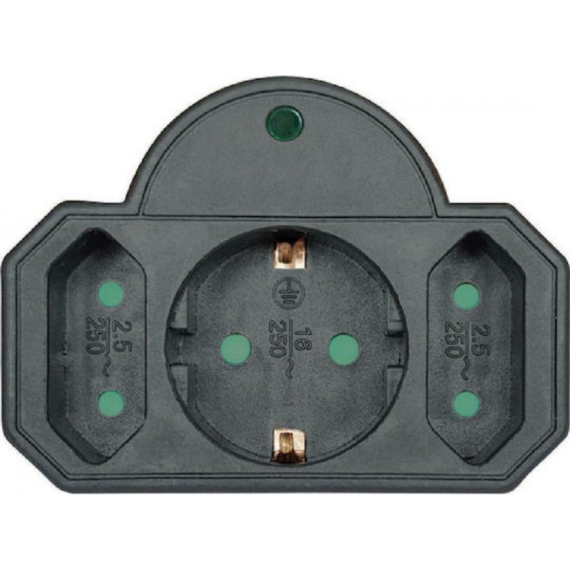Πολύμπριζο 3 Θέσεων Μαύρο Power Socket 16A Black Surge Protection PT-817