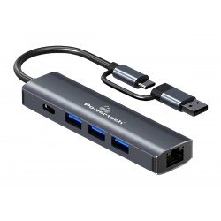 USB 3.1 Type C HUB 3 Port USB & Gigabit Ethernet 10/100/1000 Silver 0.15m PTR-0150