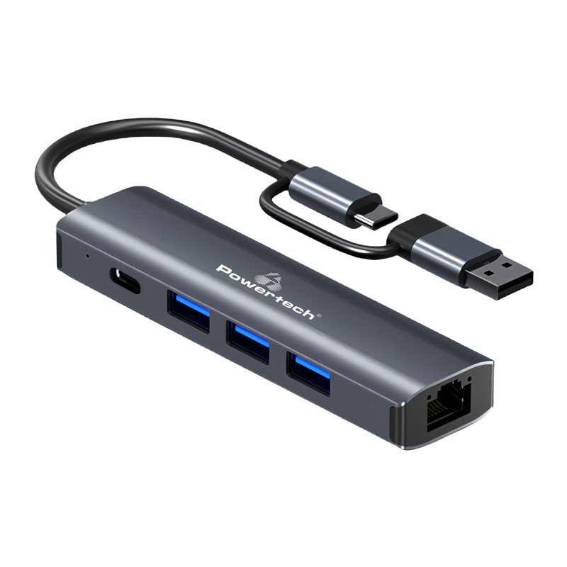 USB 3.1 Type C HUB 3 Port USB & Gigabit Ethernet 10/100/1000 Silver 0.15m PTR-490 USB 3.1 Type C HUB 3 Port USB & Gigabit Ethernet 10/100/1000 Silver 0.15m PTR-490